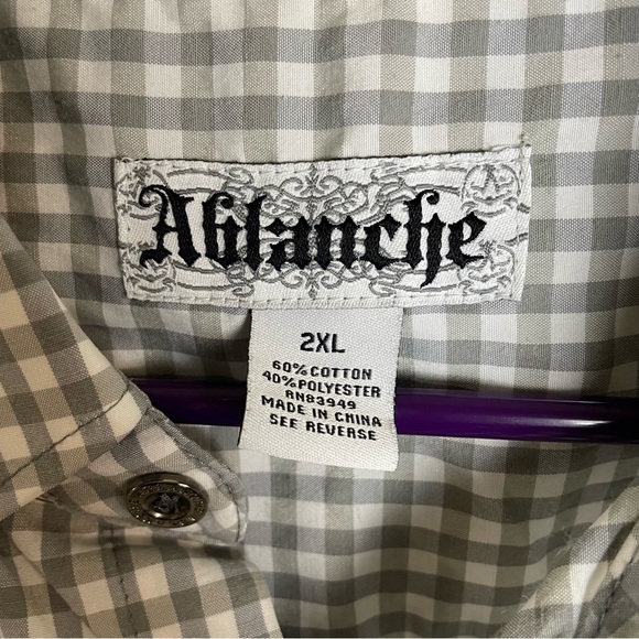Ablanche Gray/White Plaid Short Sleeve Button Up T-Shirt Men’s Size 2XL - Picture 4 of 8